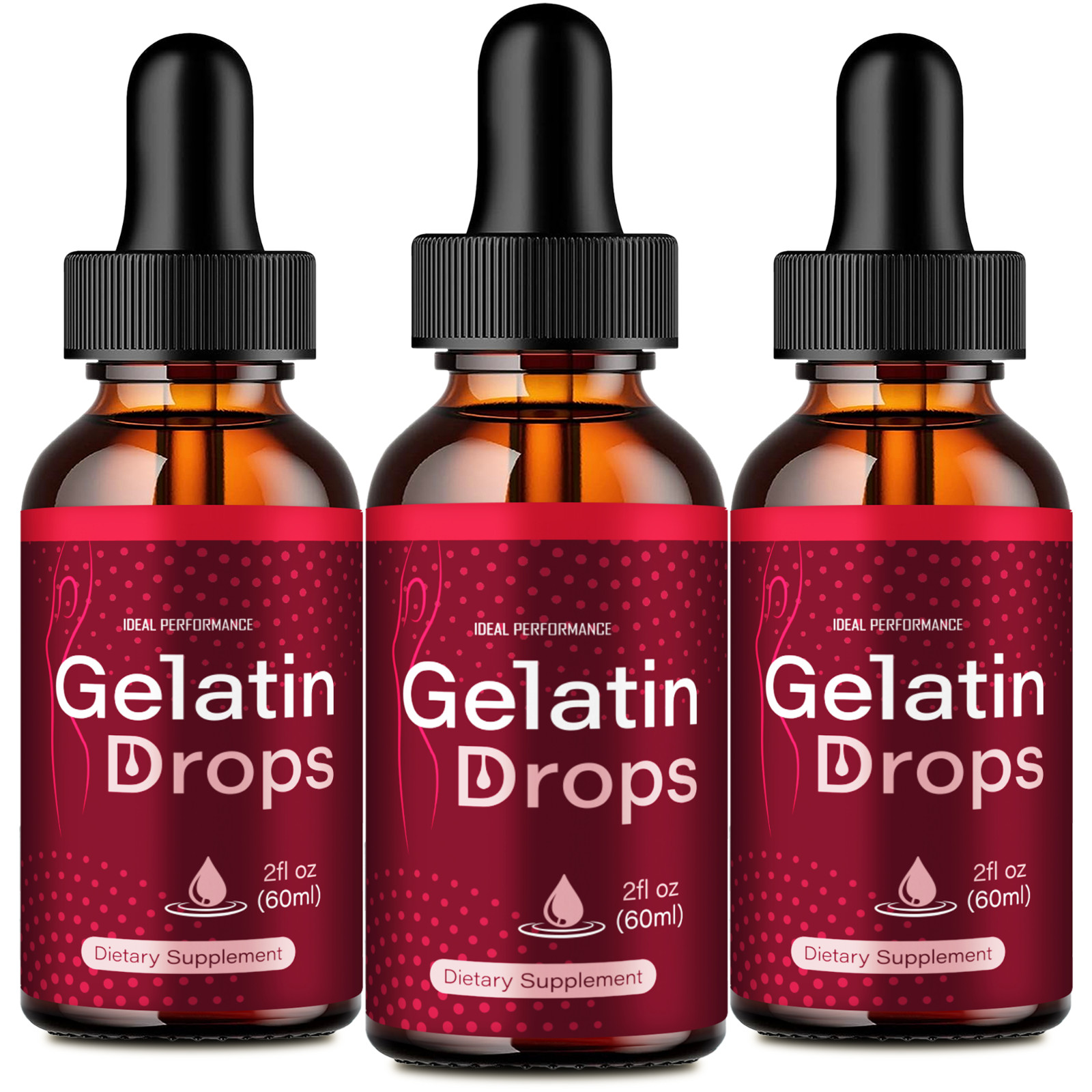 Gelatin Drops, Official Gelatin Supplement Droppers (3 Pack)