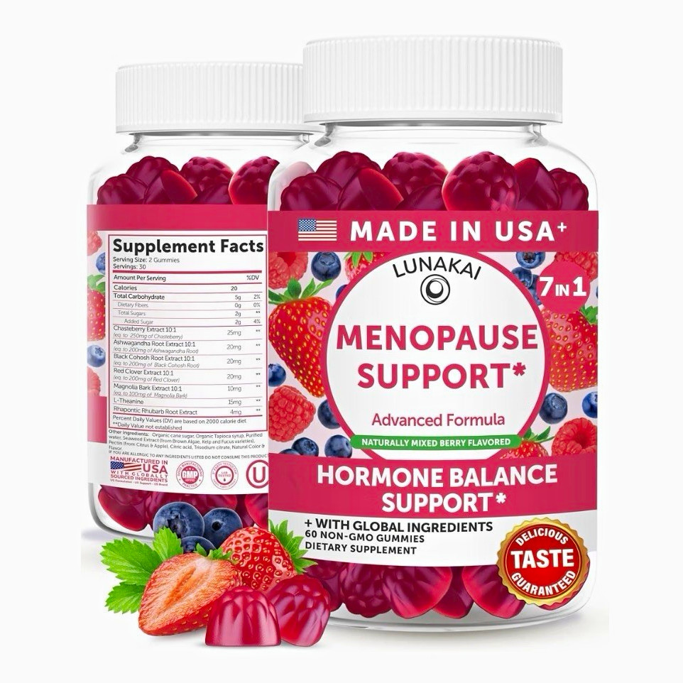 LUNAKAI Menopause & Hormone Support Non-GMO Mixed Berry Gummies 60 Ct