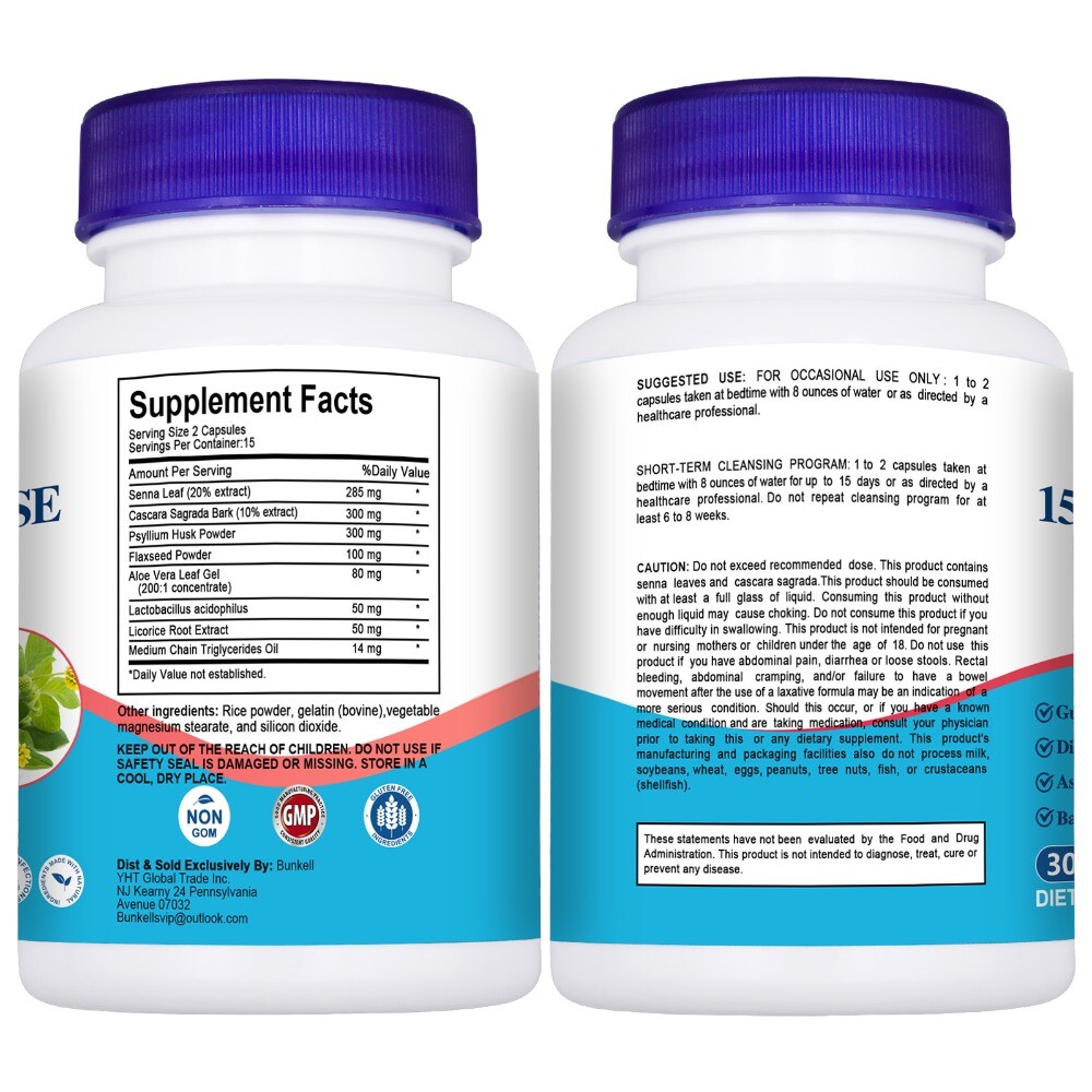 NEW Gut & Colon Support 15 Day Cleanse and Detox 30 Capsules Non-GMO