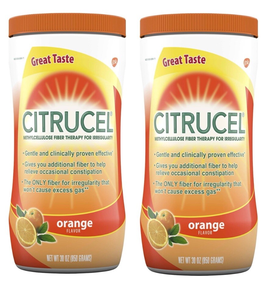 Citrucel Fiber Therapy Powder, Orange 🍊 Flavor – 30 Ounces (Lot of 2)