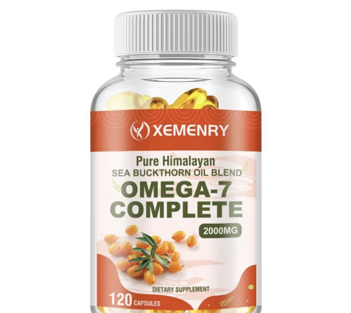 XEMENRY Omega-7 Sea Buckthorn Oil Blend 2000mg 120 Capsules Skin Support