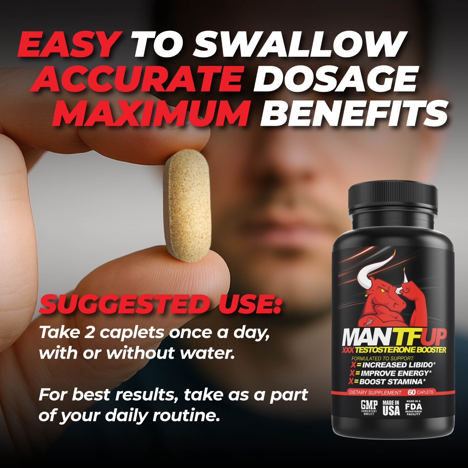 Dynamism Labs – ManTFup 🔥💪🏼 3 pack Testosterone Booster, Gluten-Free, Non-GMO