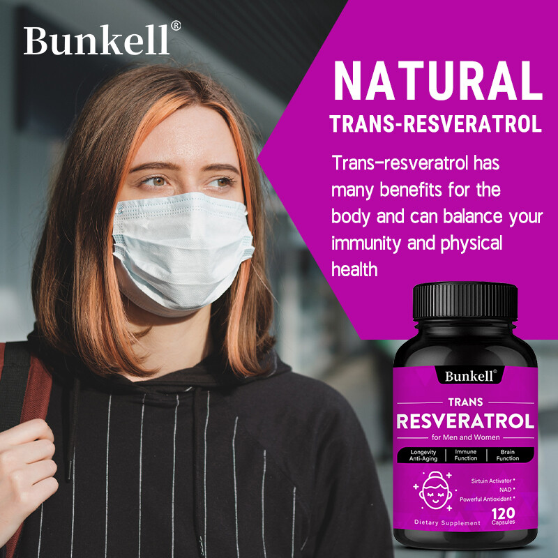 Resveratrol Capsules Anti-Aging Antioxidants, Brain & Immune Support