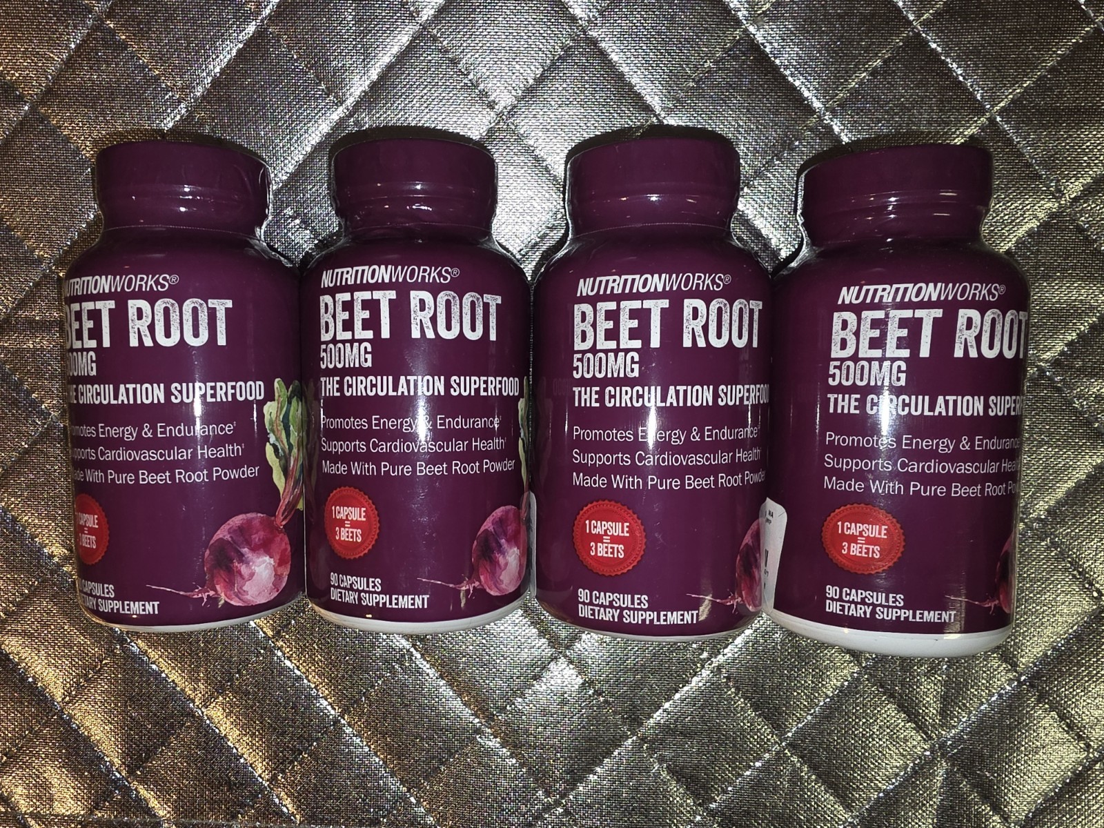 NutritionWorks ® Beet Root Circulation Superfood 90 Capsules 500mg Lot Of 4