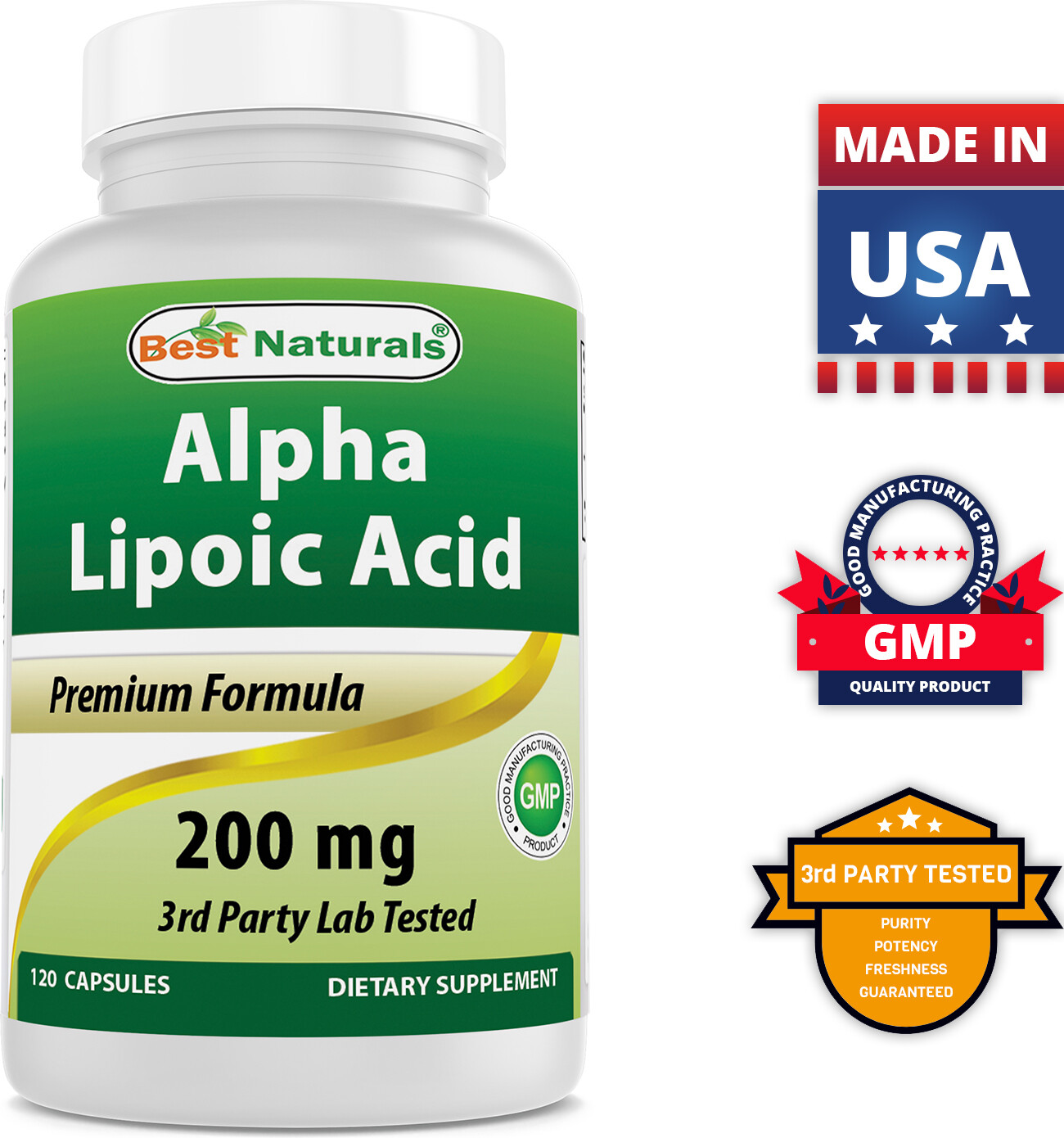 Best Naturals alpha lipoic acid 200mg 120 Capsules antioxidants