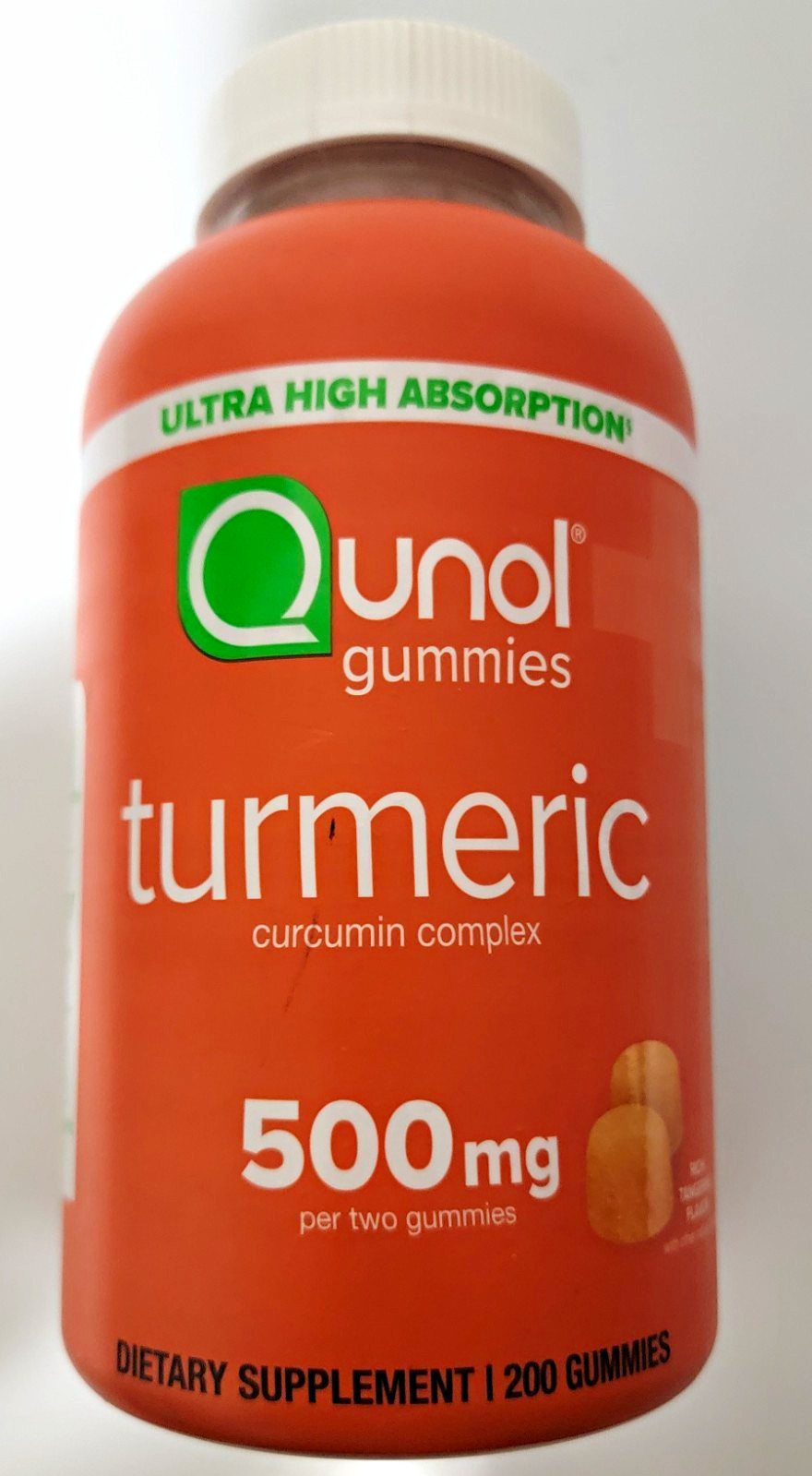 Qunol Turmeric Curcumin Complex Gummies 500mg 200 Ct Gluten-Free Vegan