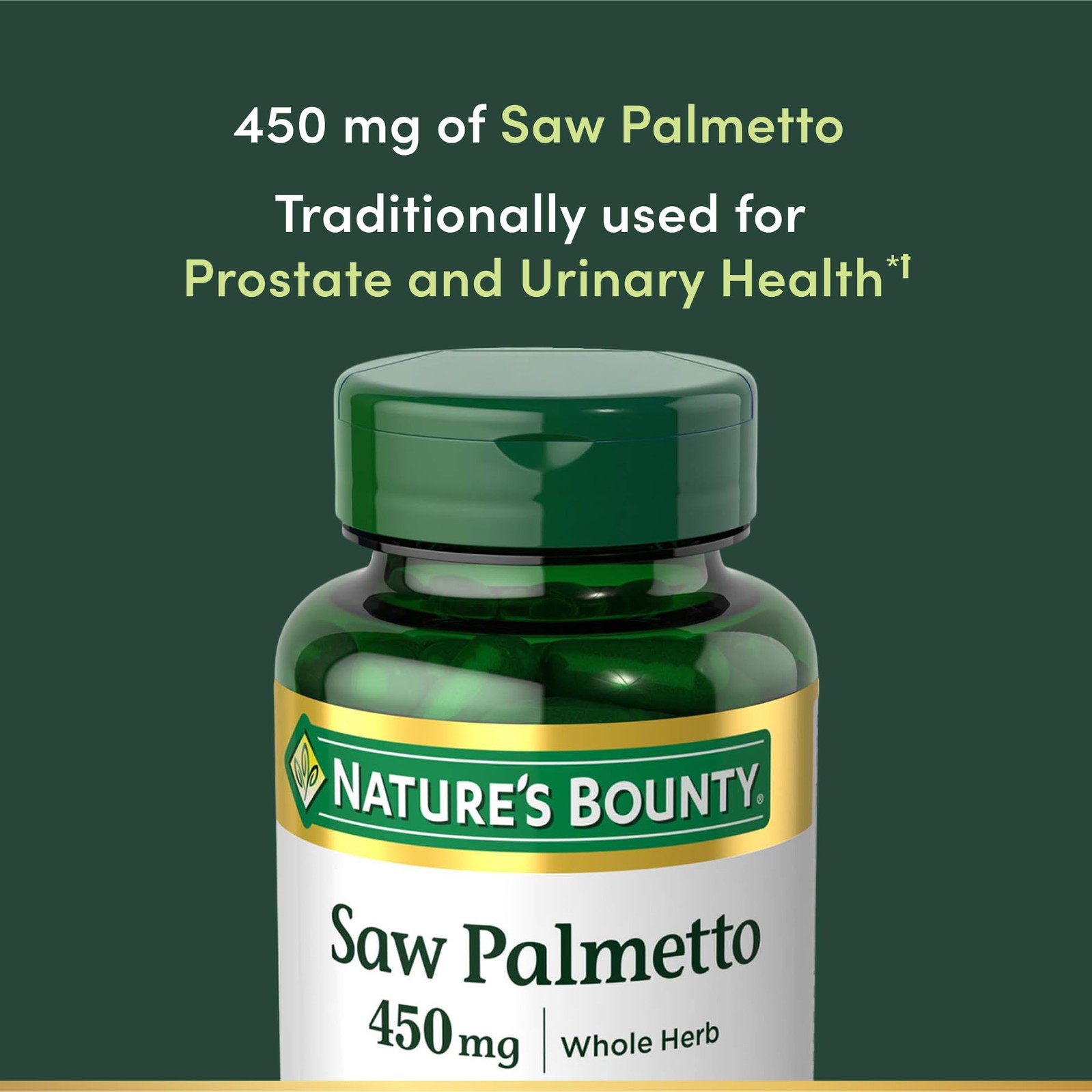 Nature’s Bounty Saw Palmetto, Herbal Health Supplement, 100 Count (Pack of 1)