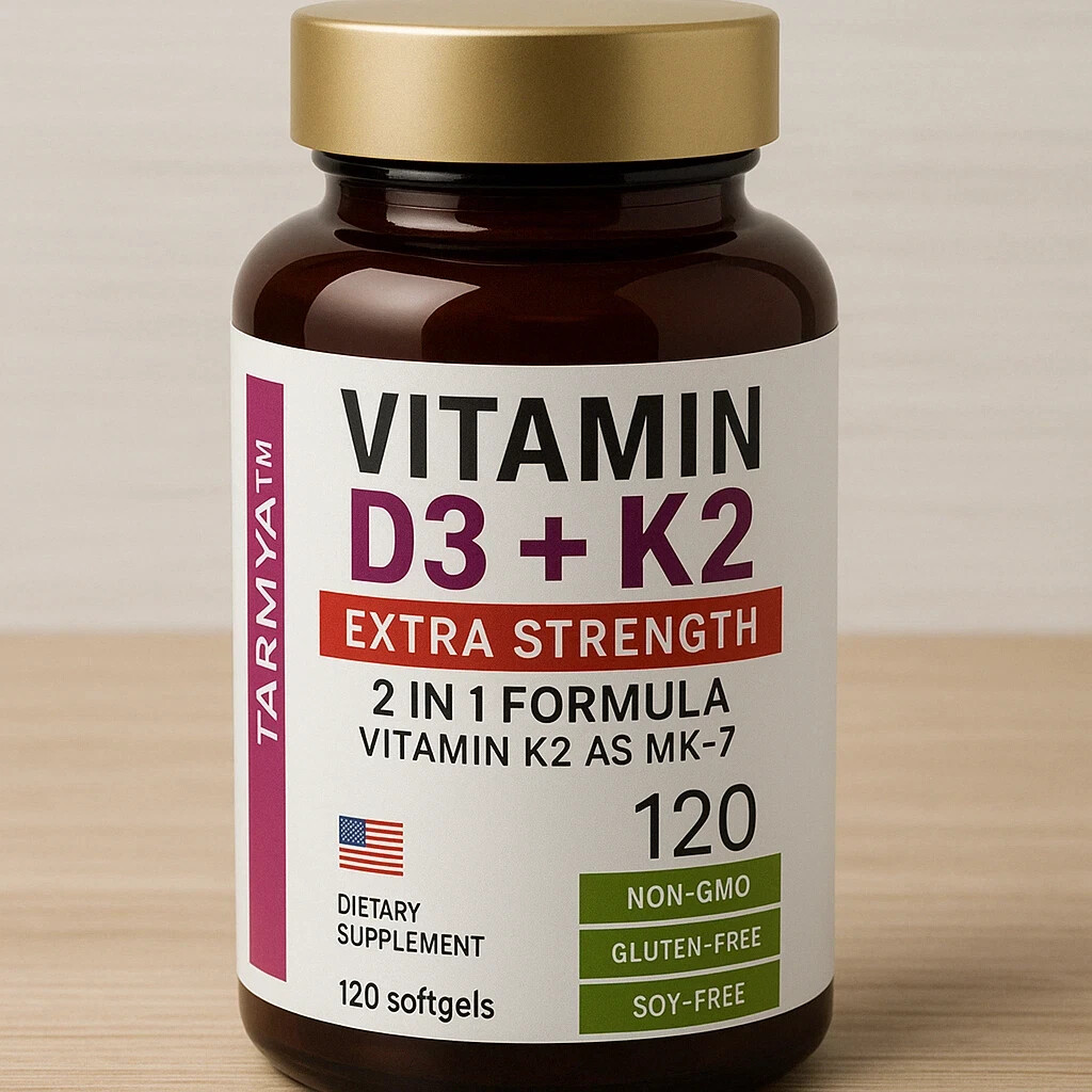 Vitamin D3 & Vitamin K2 (MK-7) High Strength Softgels – 120 Capsules