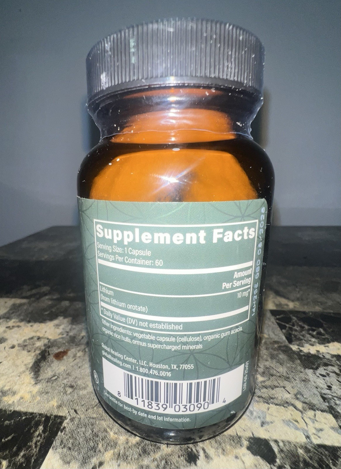Global Healing Center Lithium Orotate Mood Balance Calm Mind 60 Capsules