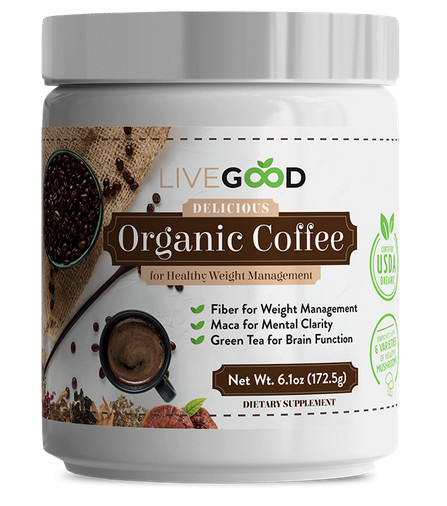 Organic Coffee Weightloss Management w/Mushrooms, healthy fiber, maca~LiveGood