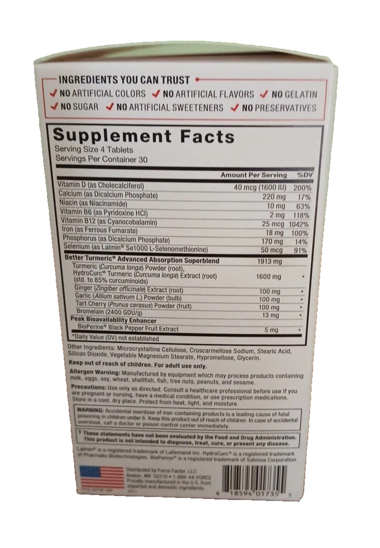 Force Factor Better Turmeric Clinical Strength Curcumin w/ Black Pepper Extract