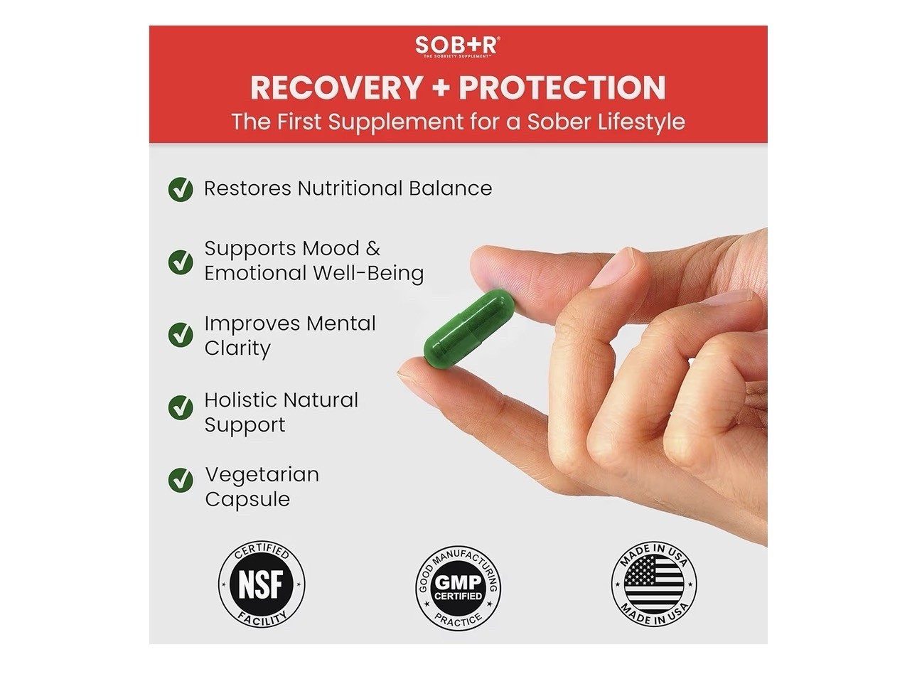 SOB+R Sobriety Supplement Mood Support – 30 Capsules