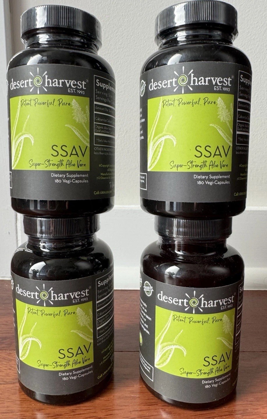 Desert Harvest Aloe Vera Capsules Super Strength, 180ct. per bottle. Bundle of 4