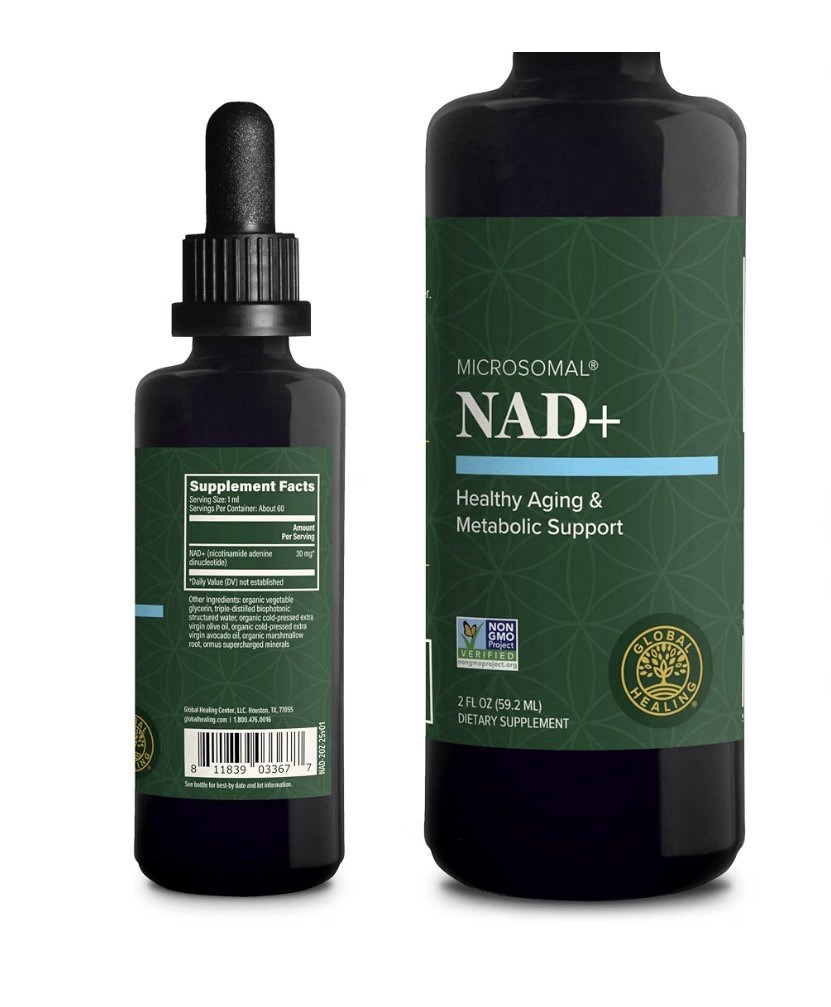 Global Healing Premium Liposomal NAD+ Liquid Supplement Sublingual Drops 2 oz