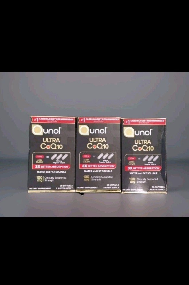 (3) Qunol Ultra CoQ10 100mg 30ct/ea – EXP: 2027 – NEW & Sealed