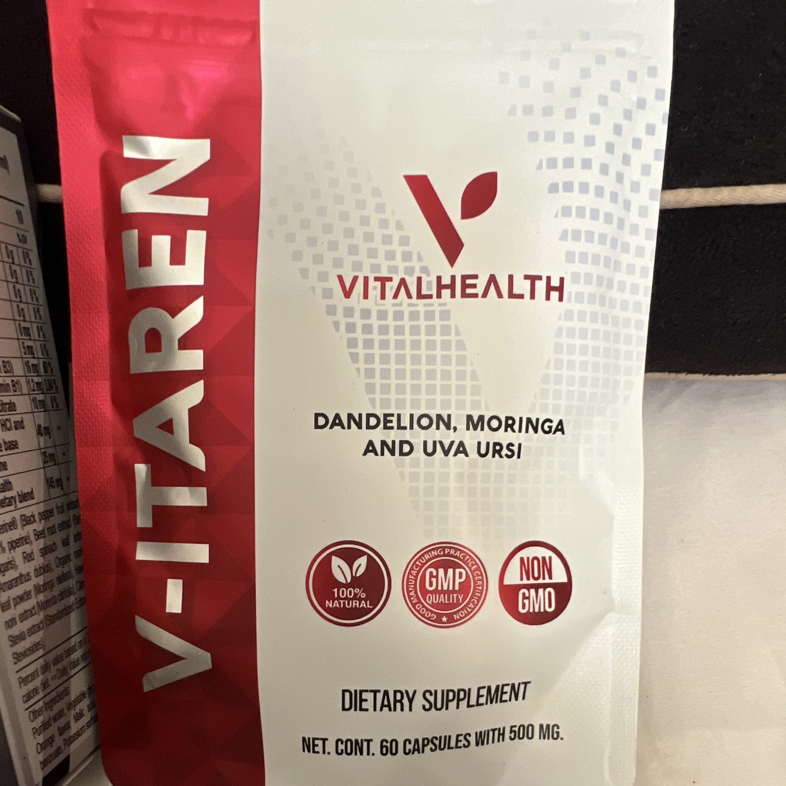 VitalHealth V-TAREN Dandelion Moringa Uva Ursi 500mg 60 Capsules Non-GMO