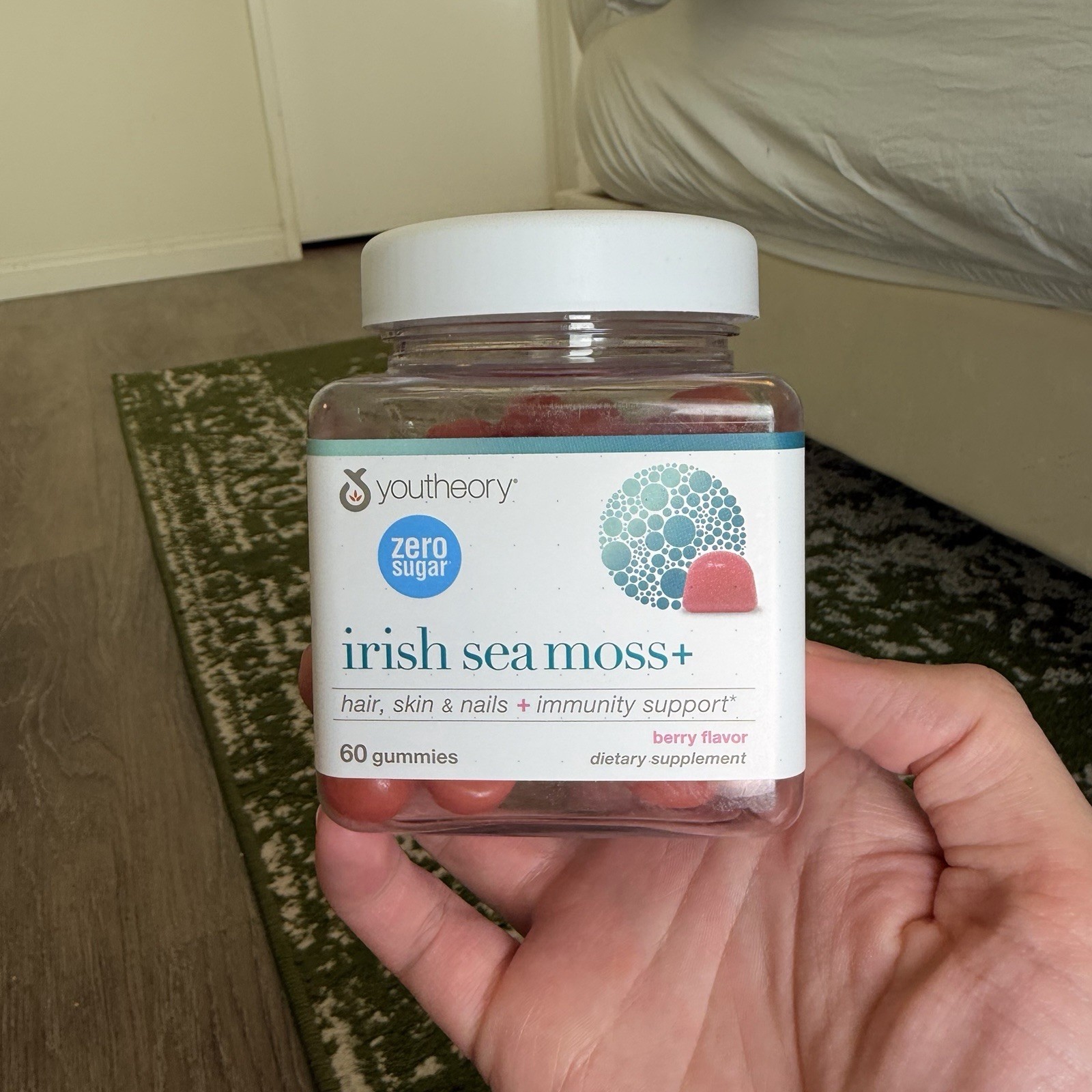 Youtheory Irish Sea Moss Gummies Zero Sugar Berry Flavor 60 Count