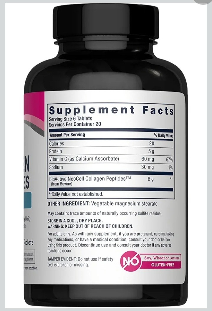 NeoCell Collagen Peptides Vitamin C 6000mg Tablets 120ct
