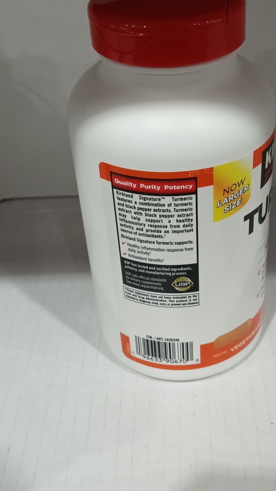 Kirkland Signature Turmeric 1000mg Black Pepper 320 Capsules Gluten-Free
