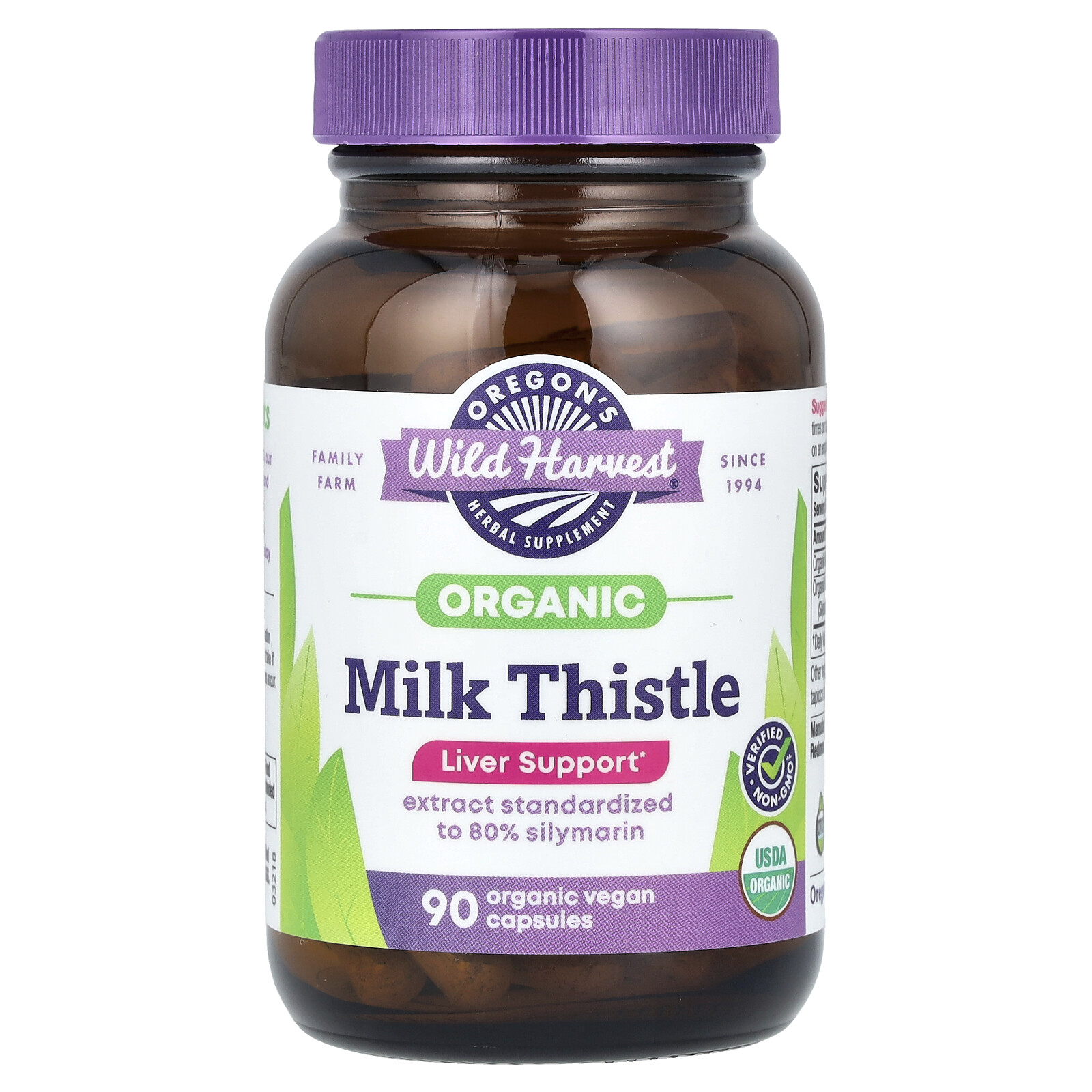 Oregon s Wild Harvest Milk Thistle 90 Vegetarian Capsules Dairy-Free,
