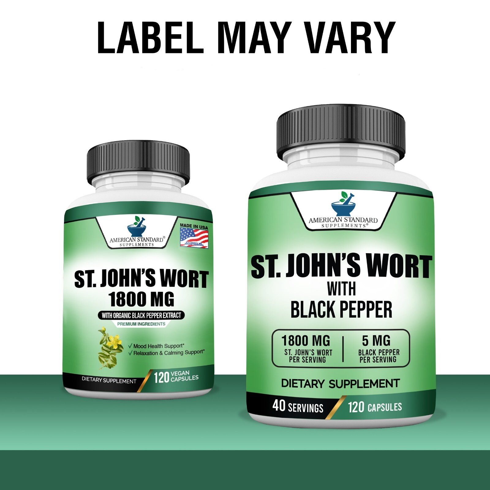 St. John’s Wort 1800mg Per Serving with Black Pepper Fruit Extract – 120 Capsule