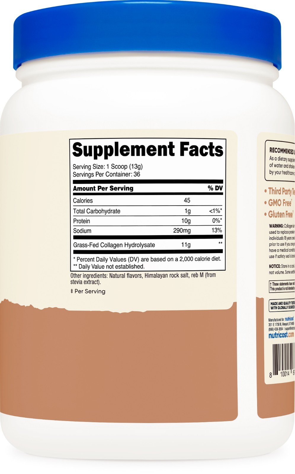 Nutricost Grass-Fed Collagen Powder 1LB (454 G) (Salted Caramel)
