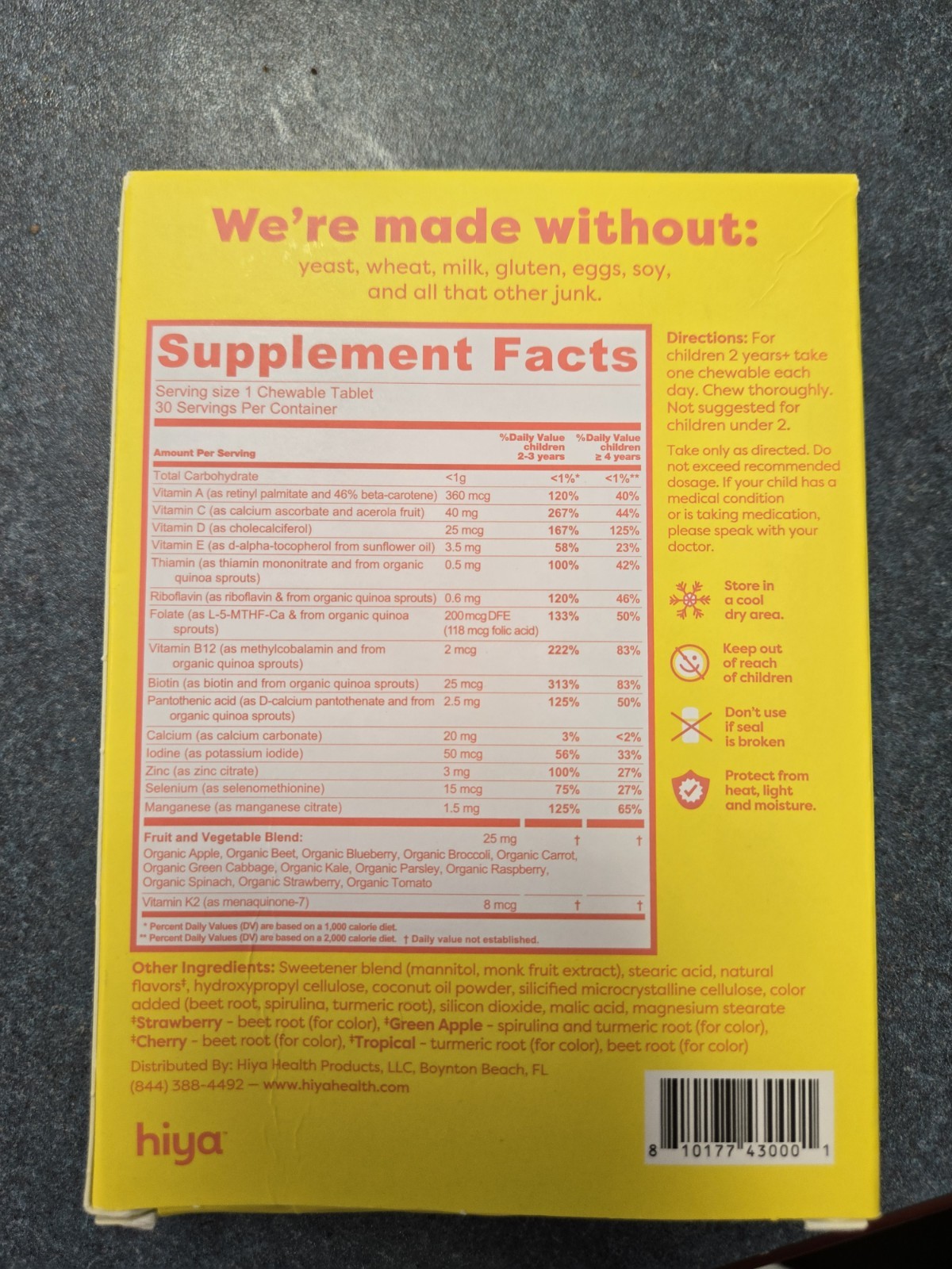 Hiya Kids Daily Multivitamin Assorted Flavors 30 Chewable Supplements for Age 2+