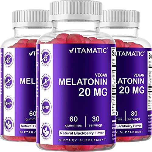 Vitamatic Melatonin 20mg Gummies , 30 Servings (60 Gummies (Pack of 3))