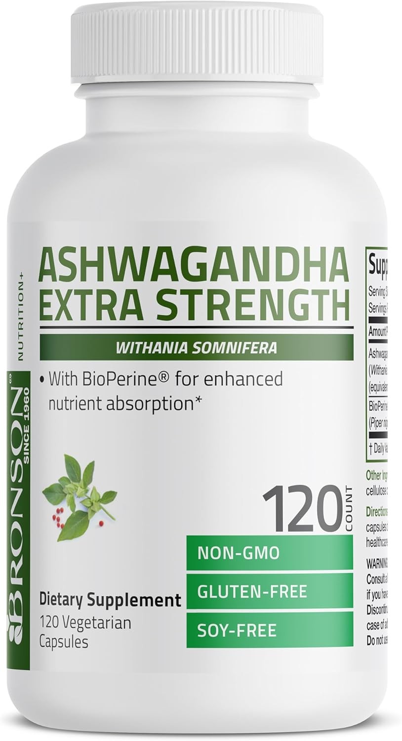 Bronson Ashwagandha Extra Strength Stress & Mood 120 Count (Pack of 1)