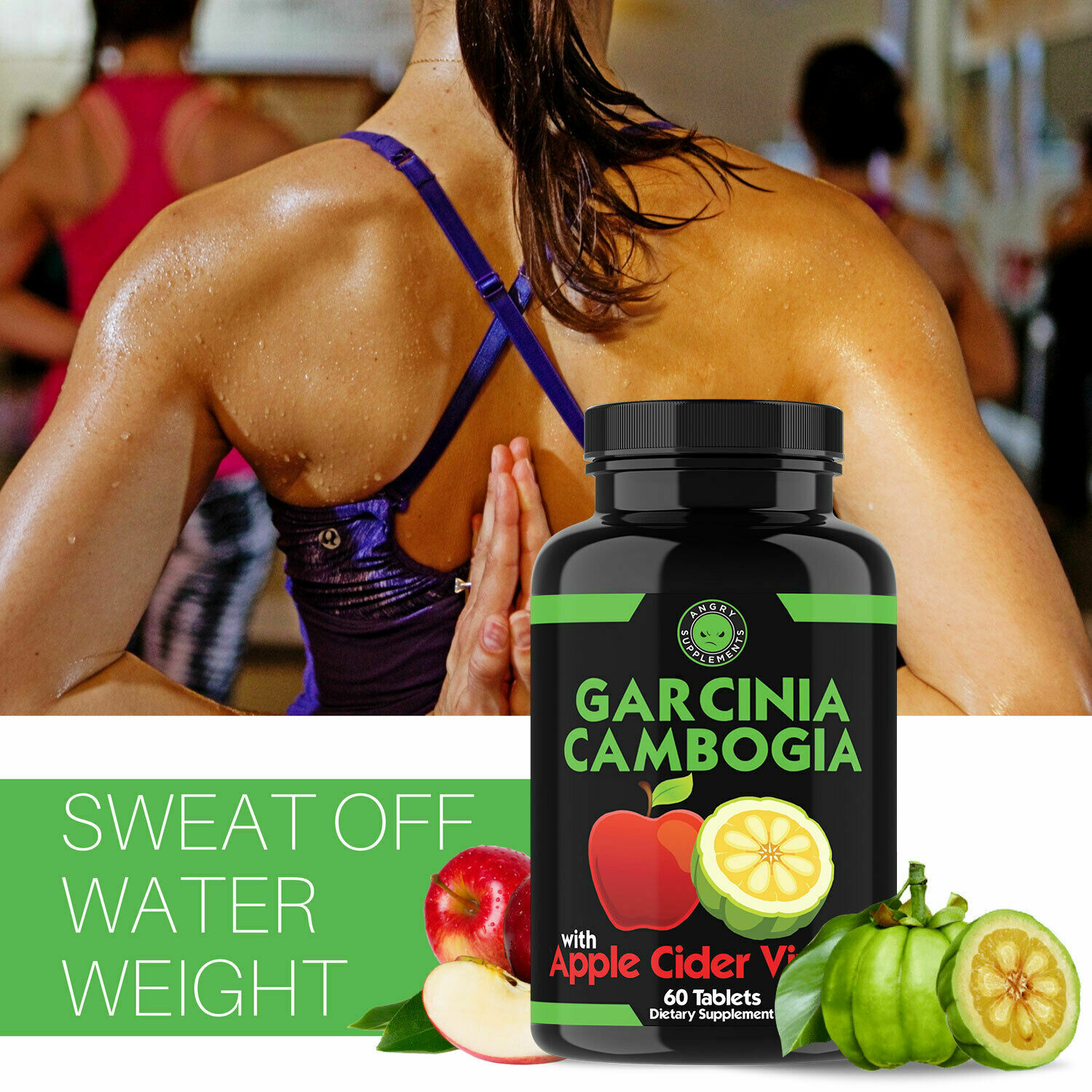 Weight Loss Garcinia Cambogia w. Apple Cider Vinegar ACV Fat Burner Combo 2-PK