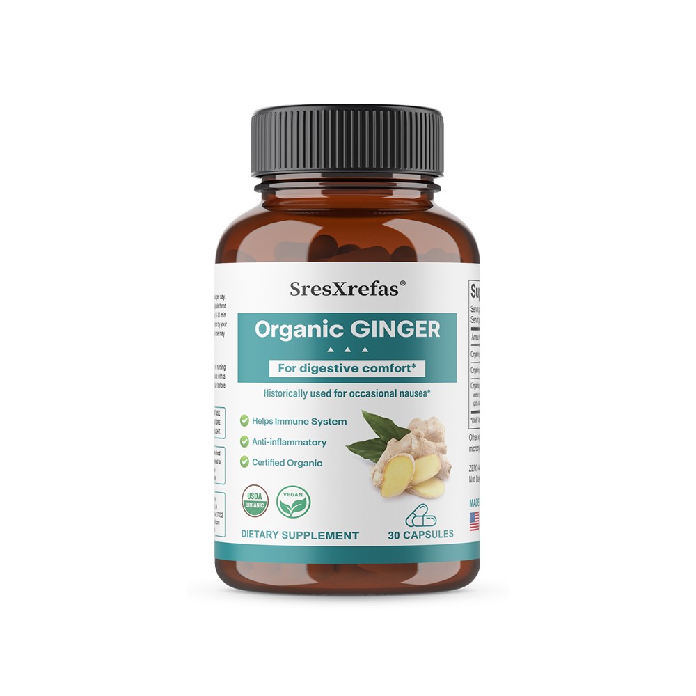 Organic Ginger Complex 820mg For Digestive,Stomach Comfort & Immune, 30~120 Caps