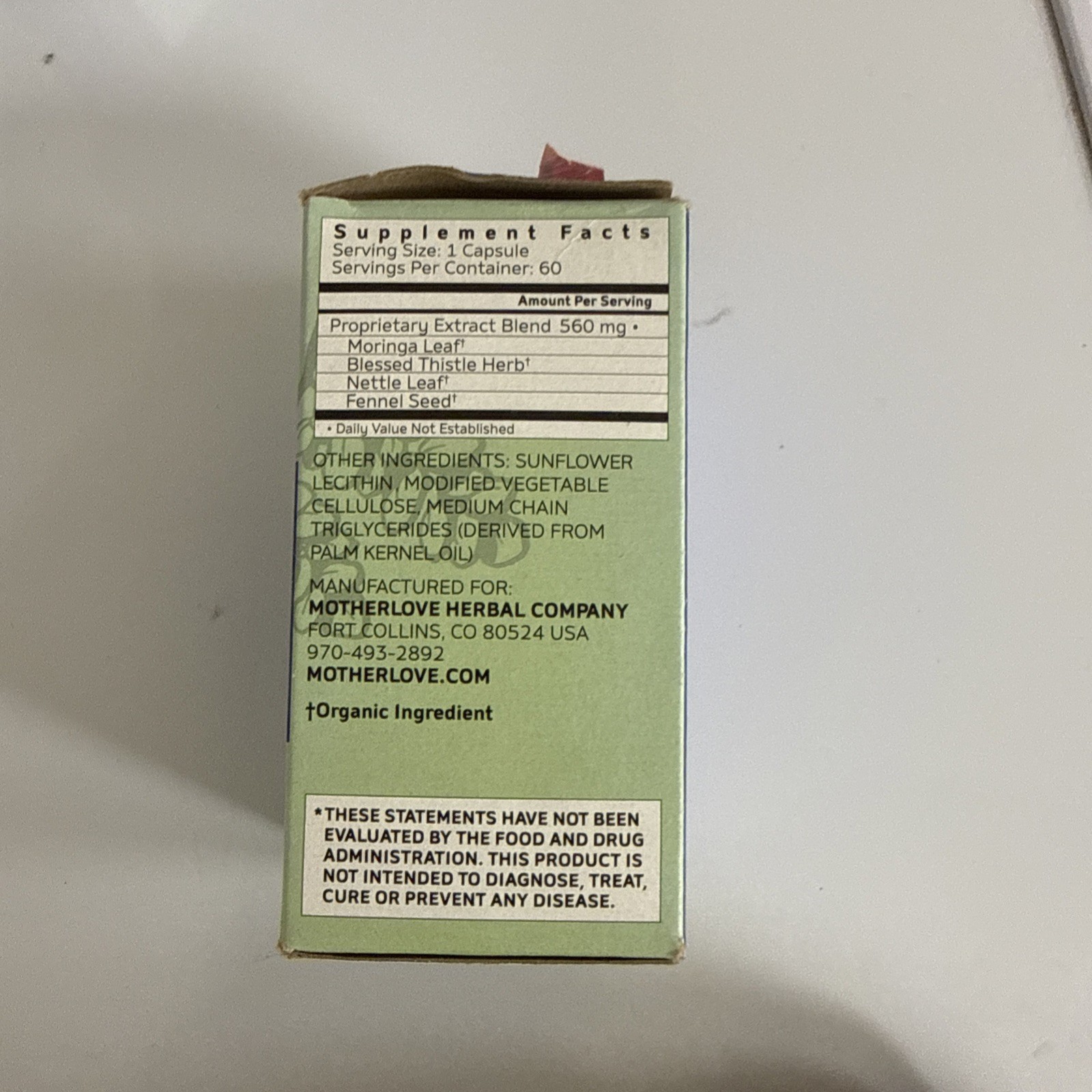 MotherLove MORE MILK MORINGA Supports Breast Milk Supply 60 Caps Exp 08/2026