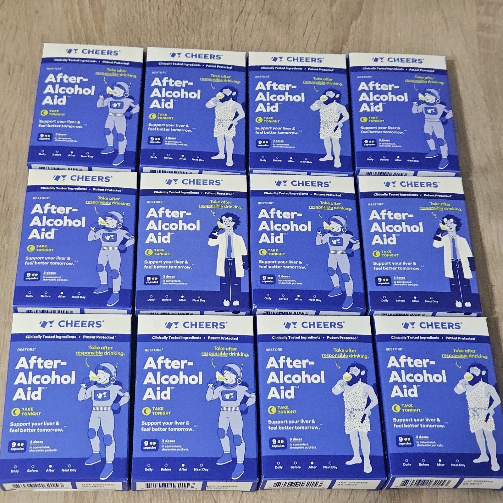 Lot of 11 Boxes Cheer After Alcohol Aid Capsules. Each Box Contains 9 Capsules