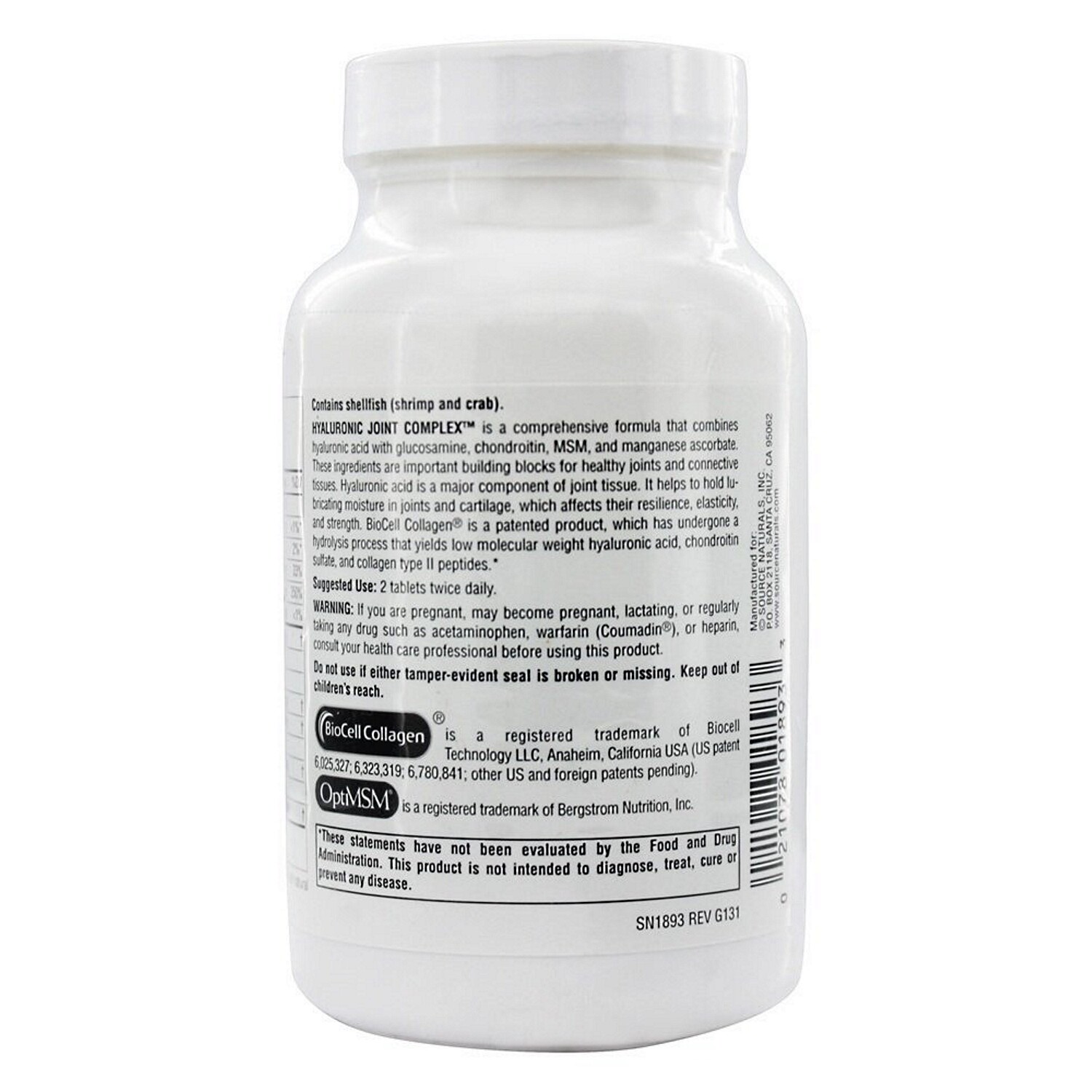 Source Naturals Hyaluronic Joint Complex, 60 Tablets