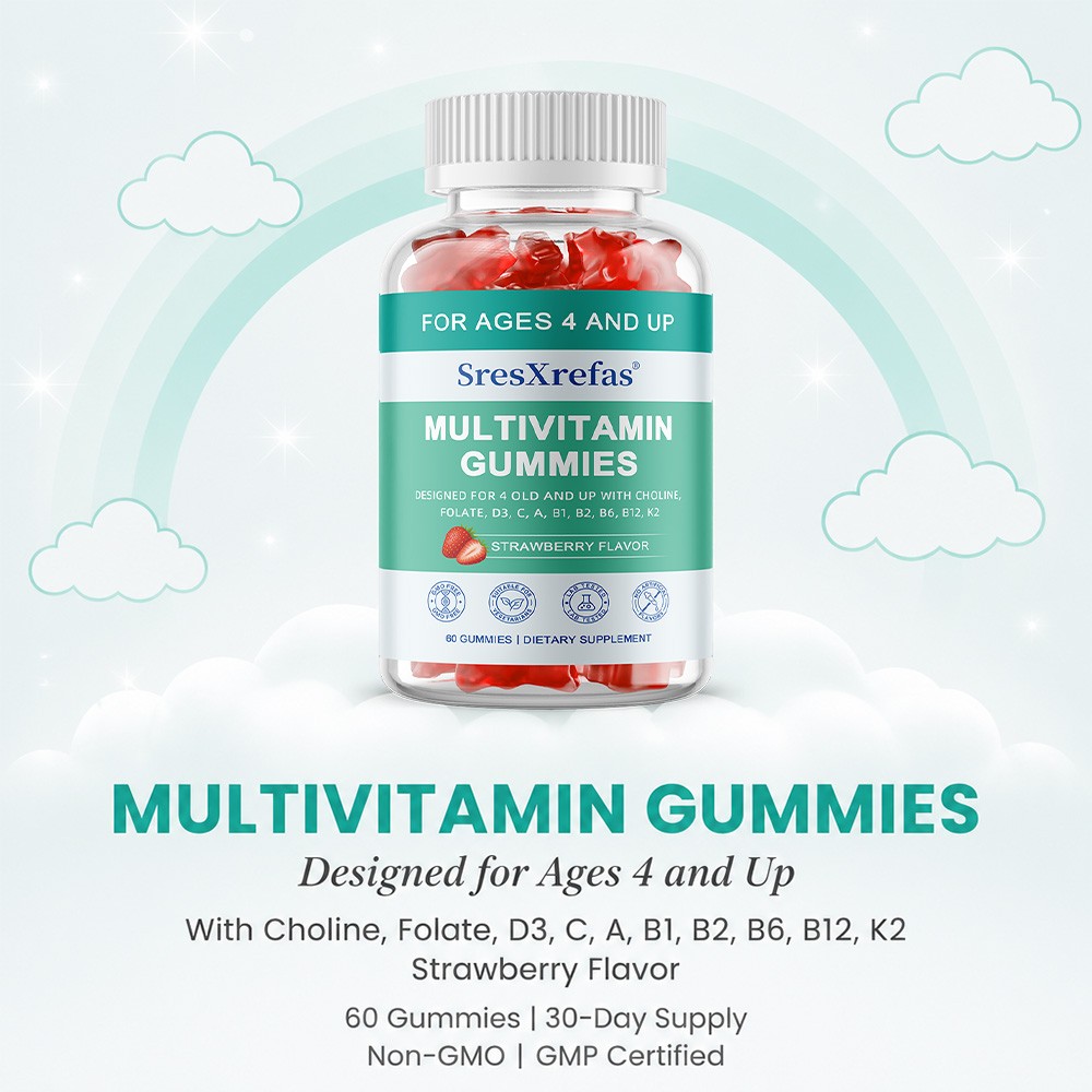 Kids Daily Multivitamin Gummies Supports Growing Kids Brain,Bone&Immune,60 Count
