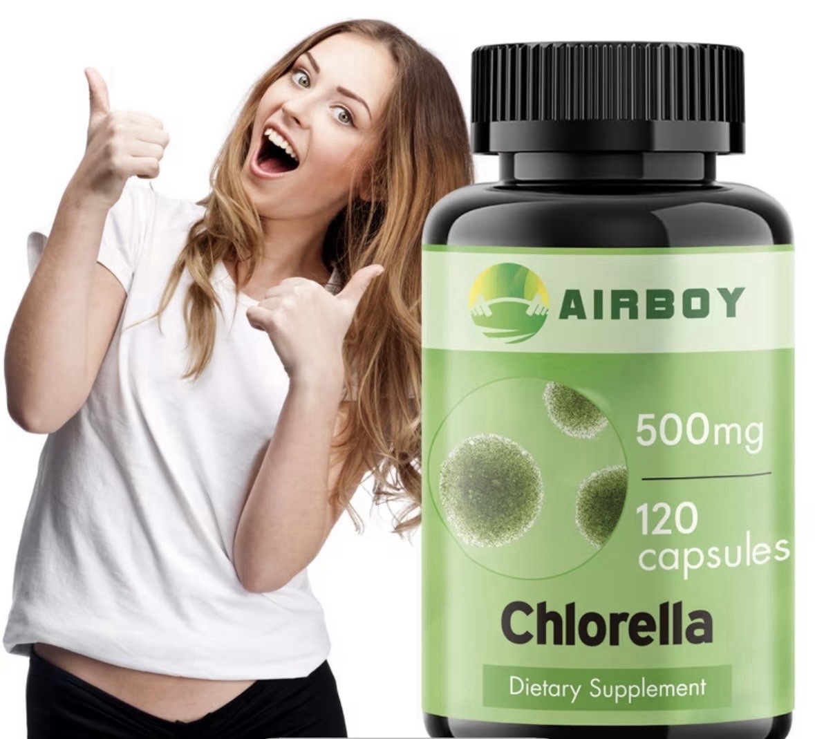 AIRBOY Chlorella 500mg 120 Capsules Antioxidant Dietary Supplement
