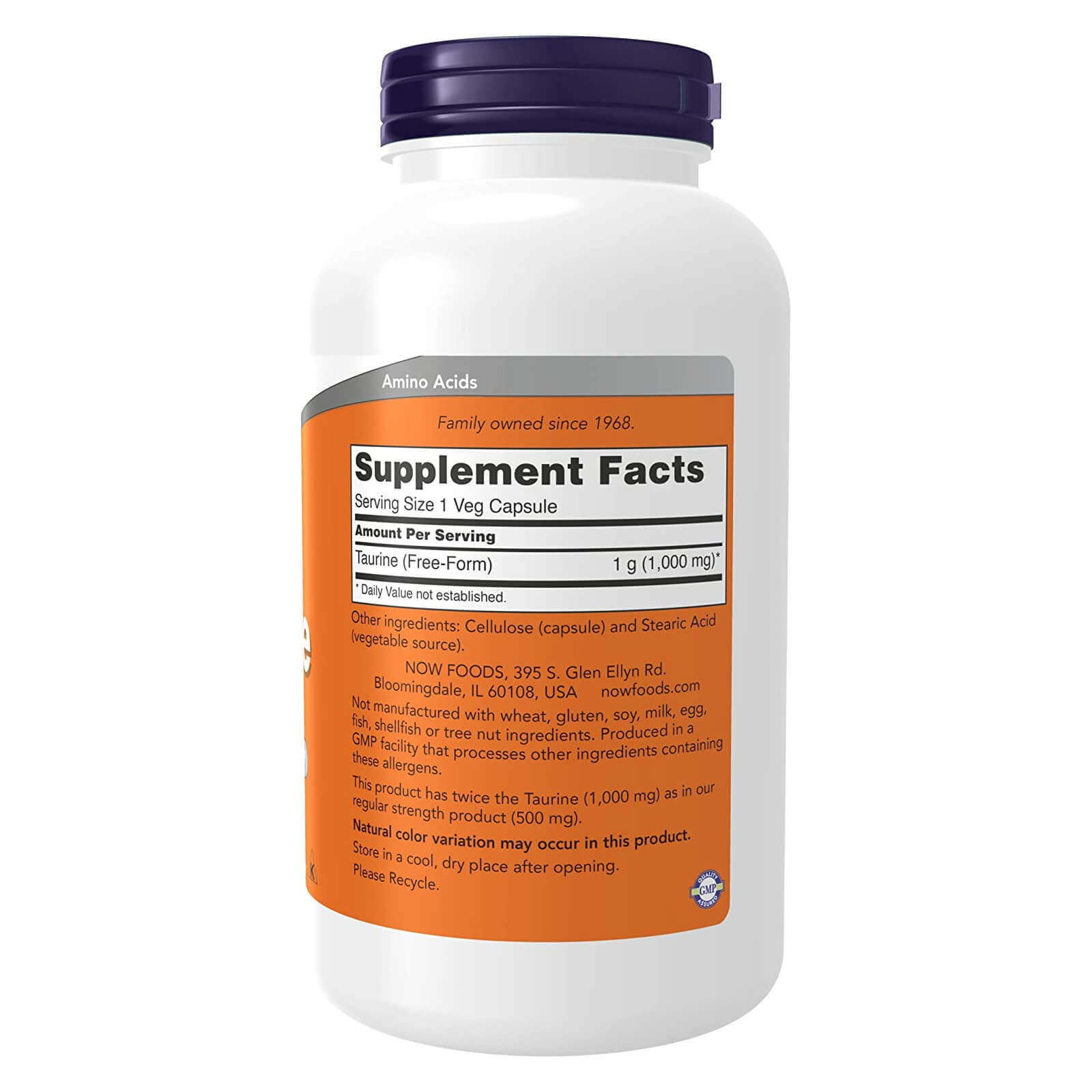 NOW FOODS Taurine Double Strength 1000 mg 250 Veg Capsules