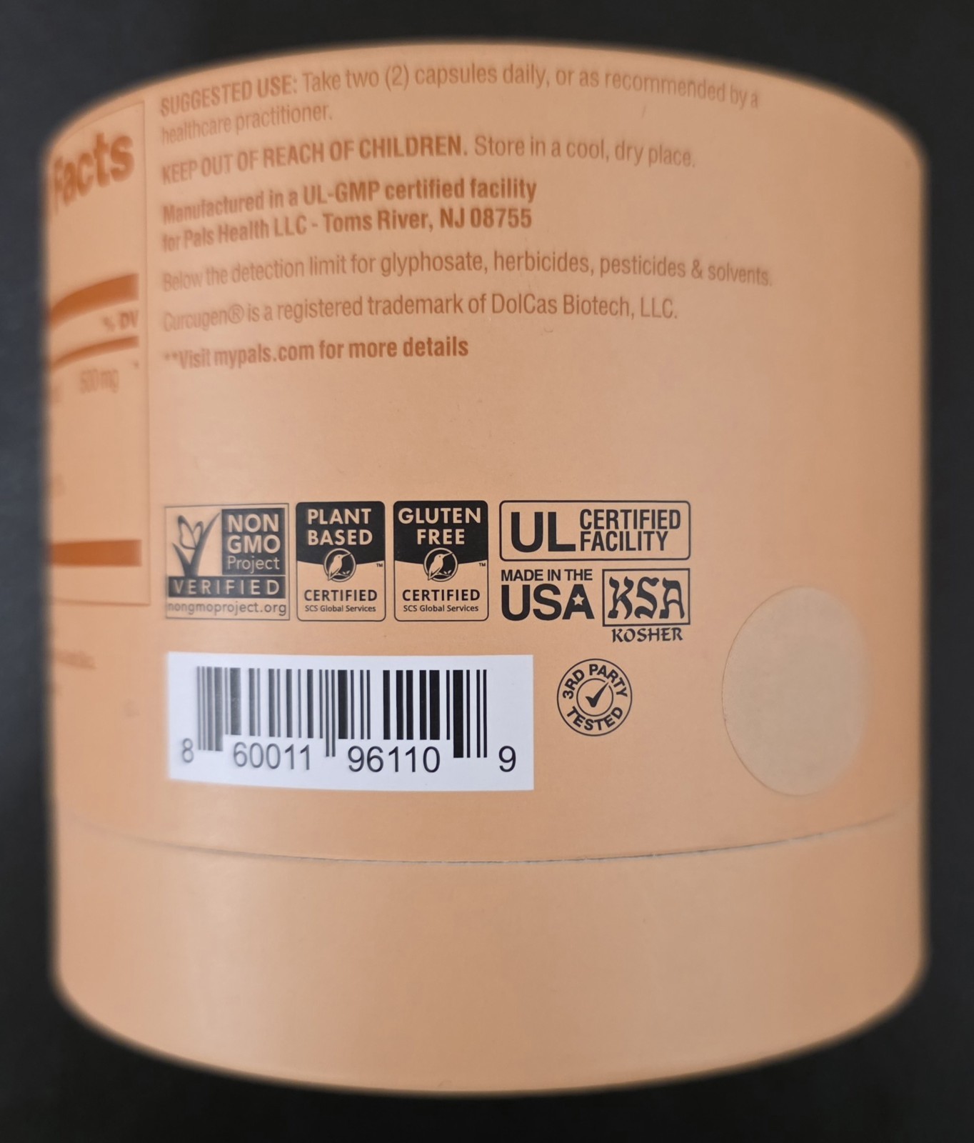 Pals Curcumin 500mg Herbal Supplement 60 Liquid Capsules 05/2027