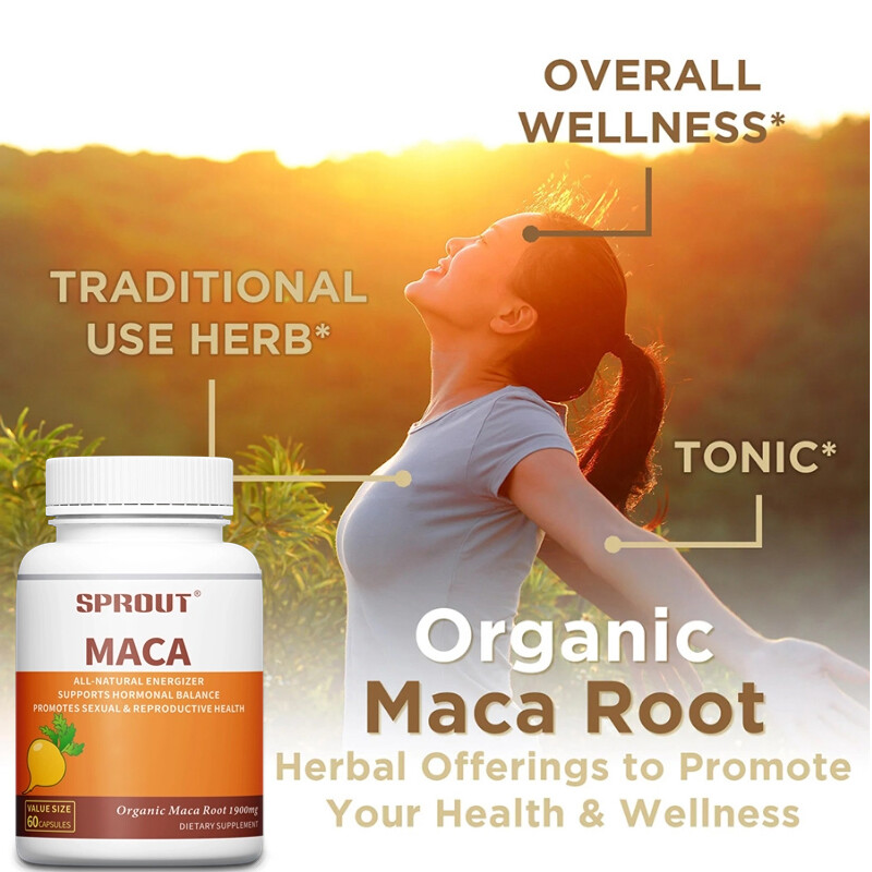 Organic Maca Root Capsules Vegan Capsules Black, Red, Yellow Maca Extract