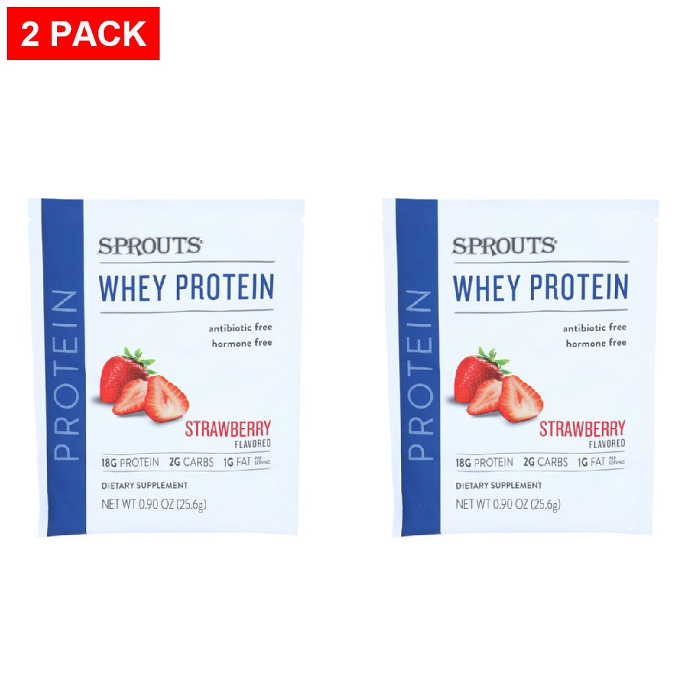 2 Pack – Sprouts Strawberry Whey Protein Packet 0.9 oz