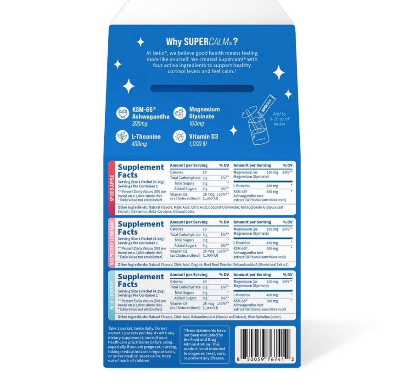 nello All Is Calm SUPERCALM Calming Drink Mix Spiced Apple 3 Packets
