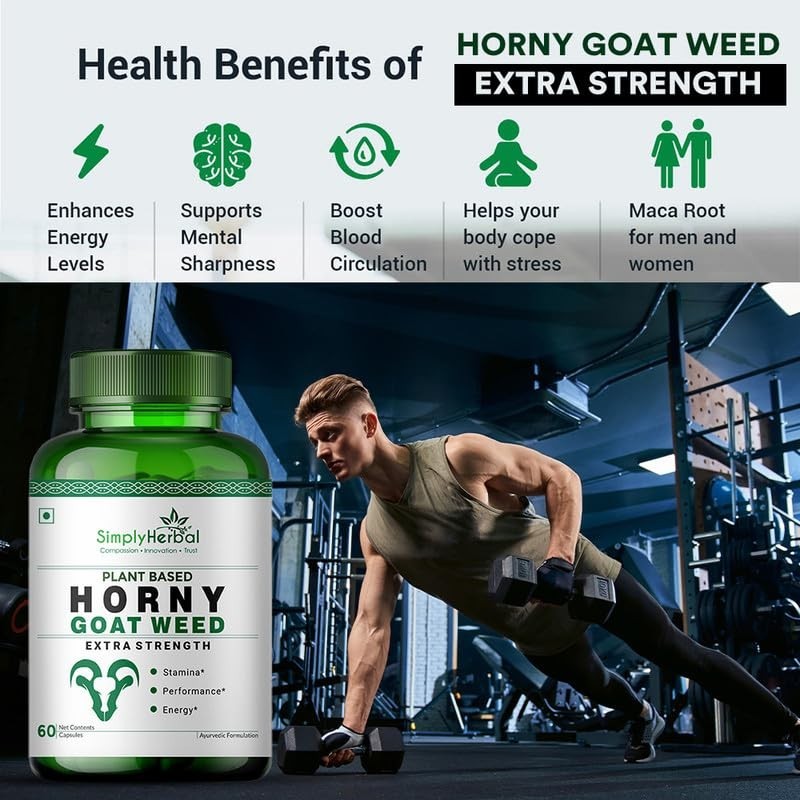 Simply Herbal Horny Goat Weed Epimedium Extract 60 Capsuel Long Expiry