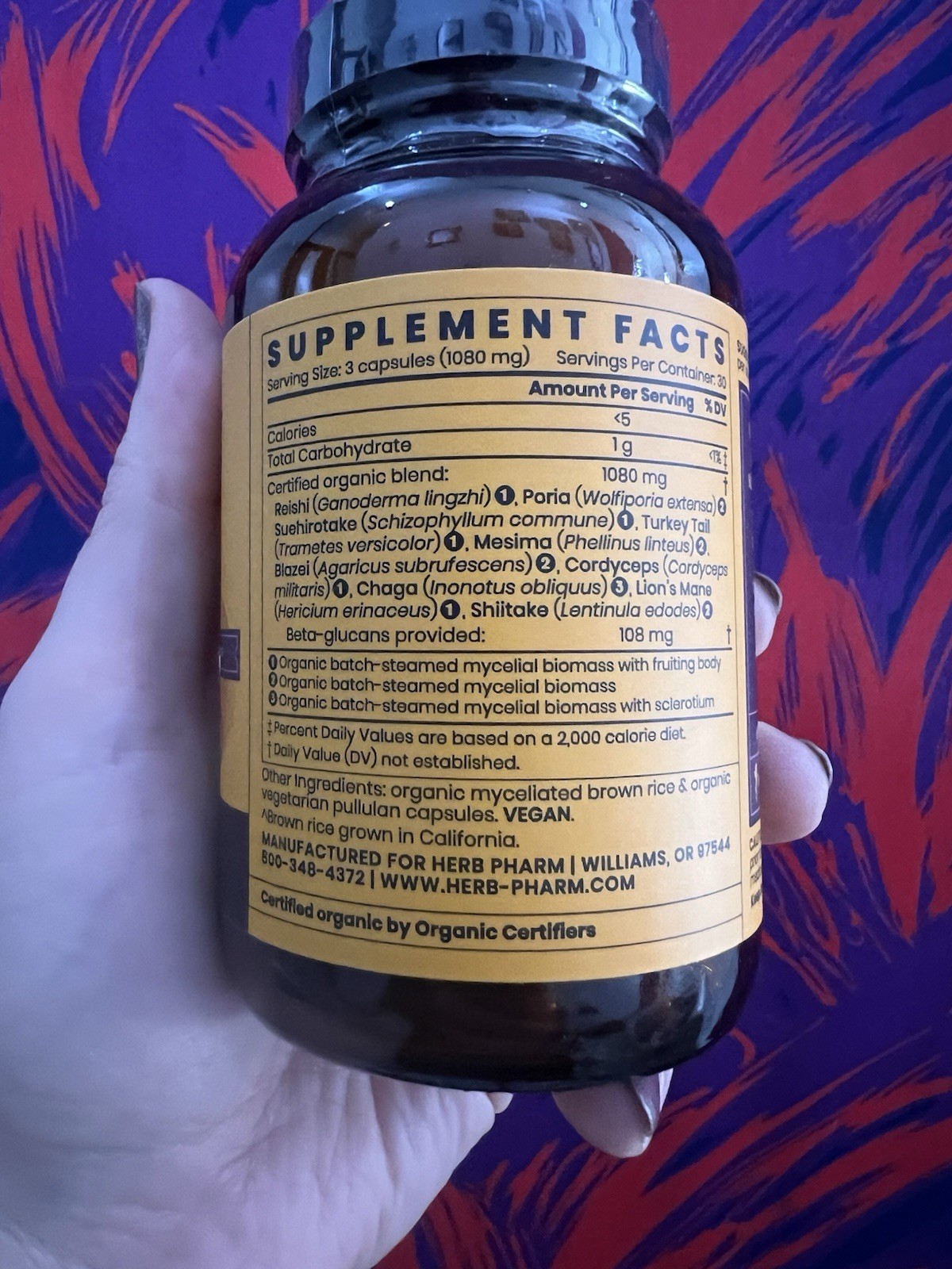 Mushroom Wellness by Herb Pharm Multi Mushroom Immune Support 1080mg 90 Caps