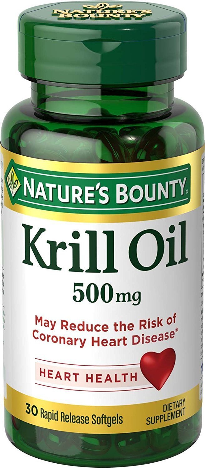 Nature’s Bounty Krill Oil Rapid Released Softgels Gluten Free 500 mg 30 Count