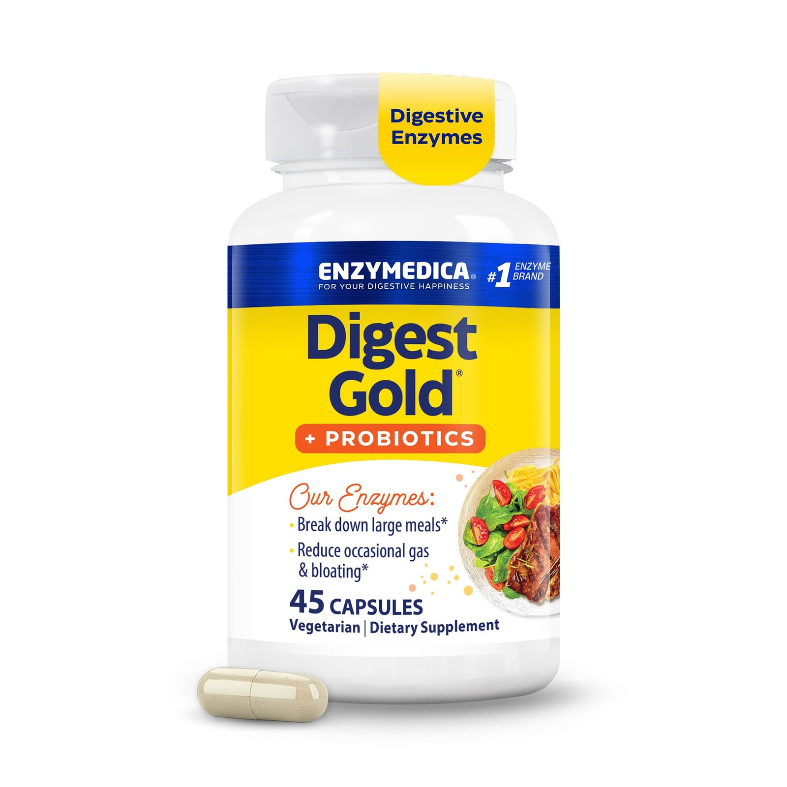 Enzymedica Digest Gold + Probiotics – 45 Count (Pack of 1), No Color