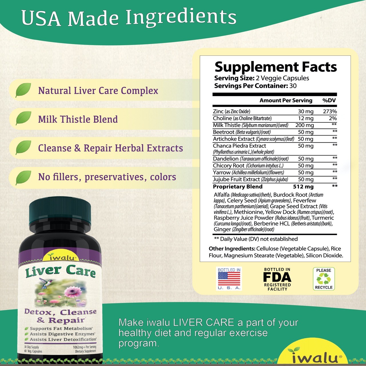 Kidney And Liver Cleanse Detox & Repair Fatty Liver Reversal 60 Capsules