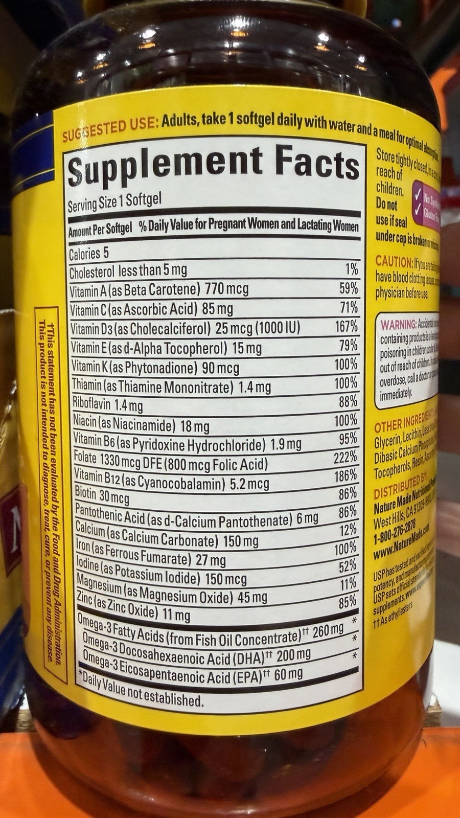 Nature Made Prenatal Multi + DHA & Folic Acid 150 Softgels – 5 Month Supply -NEW