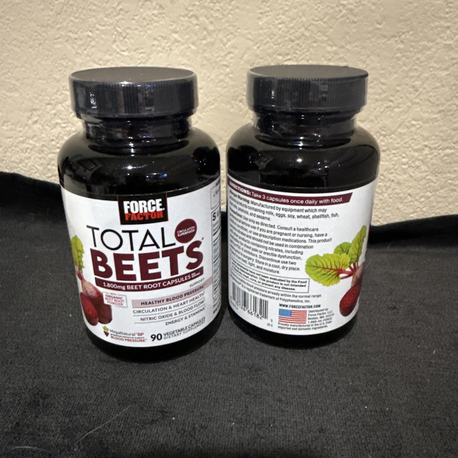 (2)- Force Factor Total Beets 1800mg Beet Root & Grapeseed 90 Vegetable Capsules