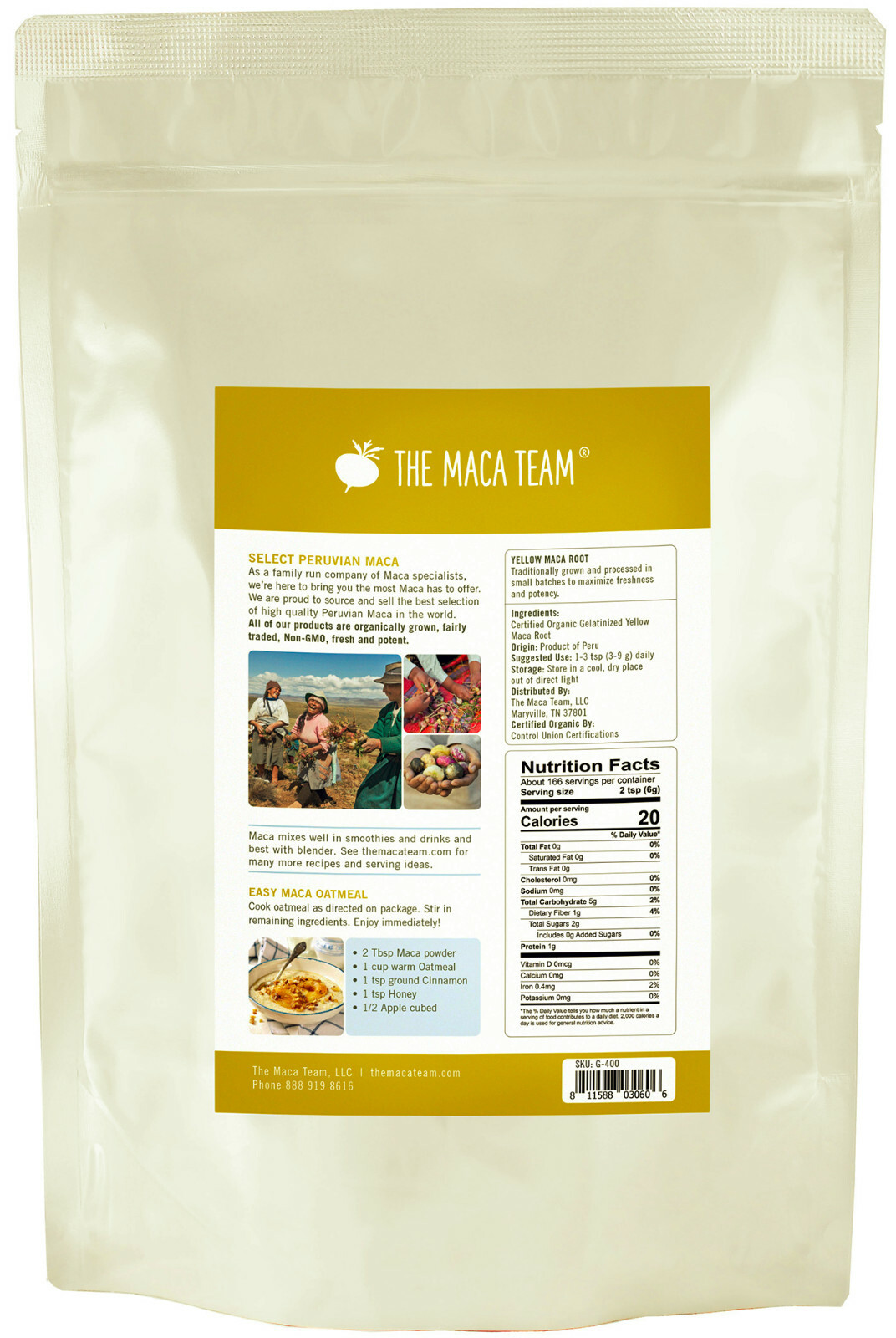 Gelatinized Maca Root Powder From Peru – Certified Organic, Fresh Harvest