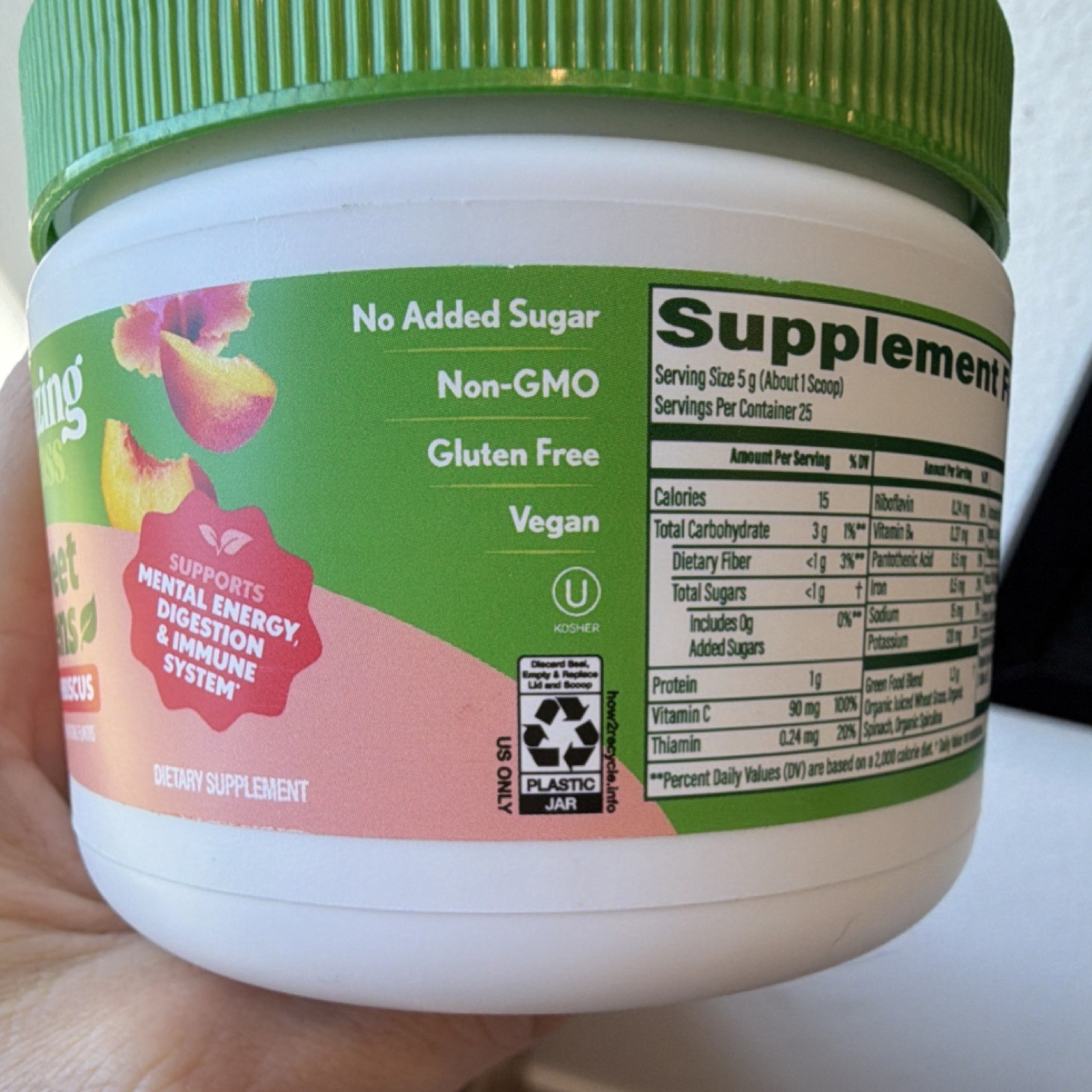 Amazing Grass Sweet Greens Peach Hibiscus Powder Vitamin C Vegan Non-GMO 4.4oz